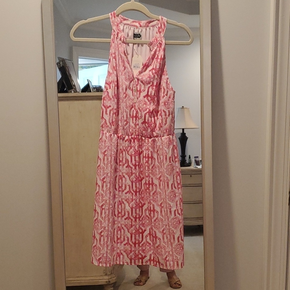 Mud Pie Pink Teagan Lattice Print Sleeveless Racerback Dress size Small (48)